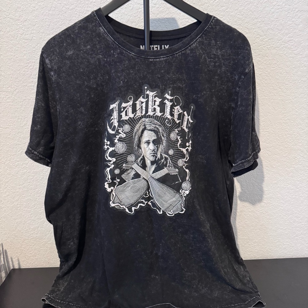 Netflix The Witcher Jaskier Tour Grey Wash T-Shirt, men’s xl